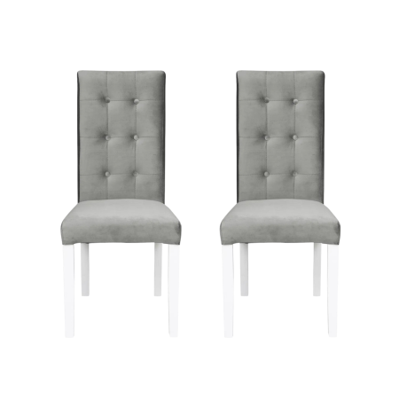 Produs în România - Set 2 scaune living TEO LUX, picioare lemn alb, stofa bej, 46x60x98 cm