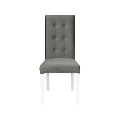 Scaune Dining - Set 2 scaune living TEO LUX, picioare lemn alb, stofa gri deschis, 46x60x98 cm