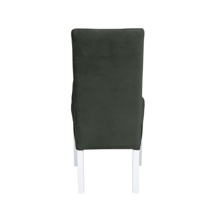 Produs în România - Set 2 scaune living TEO LUX, picioare lemn alb, stofa gri inchis, 46x60x98 cm