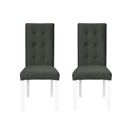 Produs în România - Set 2 scaune living TEO LUX, picioare lemn alb, stofa gri inchis, 46x60x98 cm