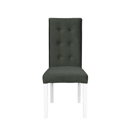 Produs în România - Set 2 scaune living TEO LUX, picioare lemn alb, stofa gri inchis, 46x60x98 cm