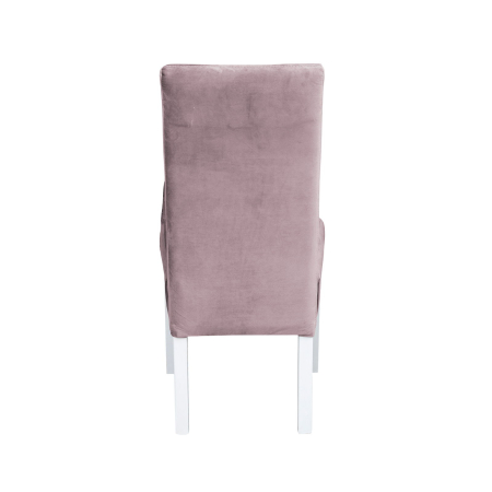 Produs în România - Set 2 scaune living TEO LUX, picioare lemn alb, stofa roz pudra, 46x60x98 cm