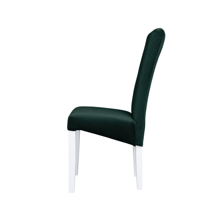 Produs în România - Set 2 scaune living TEO LUX, picioare lemn alb, stofa verde smarald, 46x60x98 cm