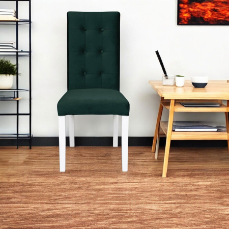 Set 2 scaune living TEO LUX, picioare lemn alb, stofa verde smarald, 46x60x98 cm [4]