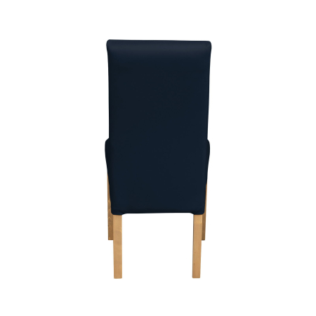 Produs în România - Set 2 scaune living TEO LUX, picioare lemn natur, piele ecologica albastru, 46x60x98 cm