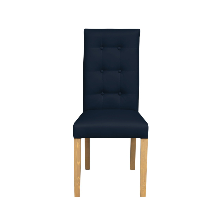 Produs în România - Set 2 scaune living TEO LUX, picioare lemn natur, piele ecologica albastru, 46x60x98 cm