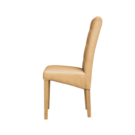 Produs în România - Set 2 scaune living TEO LUX, picioare lemn natur, piele ecologica bej, 46x60x98 cm
