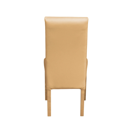 Produs în România - Set 2 scaune living TEO LUX, picioare lemn natur, piele ecologica bej, 46x60x98 cm
