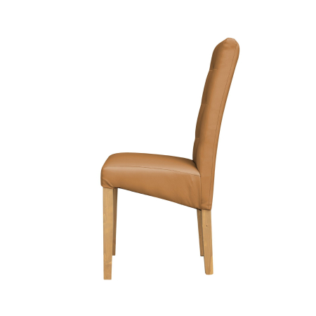 Produs în România - Set 2 scaune living TEO LUX, picioare lemn natur, piele ecologica bej inchis, 46x60x98 cm