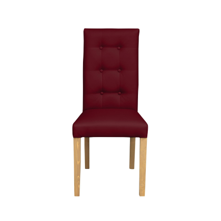 Produs în România - Set 2 scaune living TEO LUX, picioare lemn natur, piele ecologica bordo, 46x60x98 cm