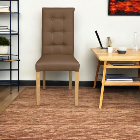 Set 2 scaune living TEO LUX, picioare lemn natur, piele ecologica cappuccino, 46x60x98 cm [4]