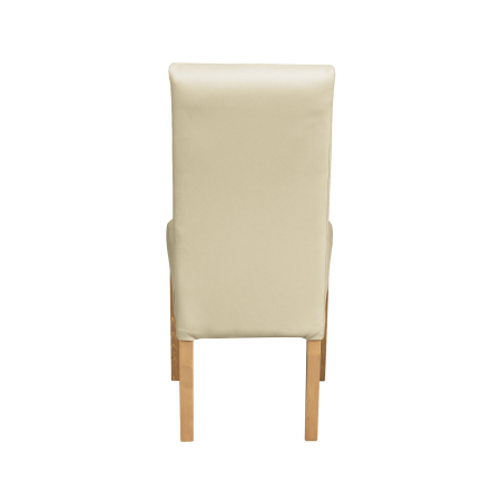 Produs în România - Set 2 scaune living TEO LUX, picioare lemn natur, piele ecologica crem, 46x60x98 cm