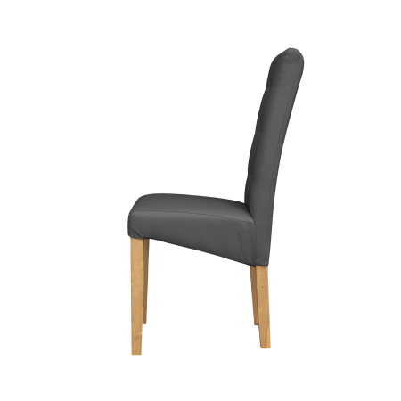 Produs în România - Set 2 scaune living TEO LUX, picioare lemn natur, piele ecologica gri, 46x60x98 cm