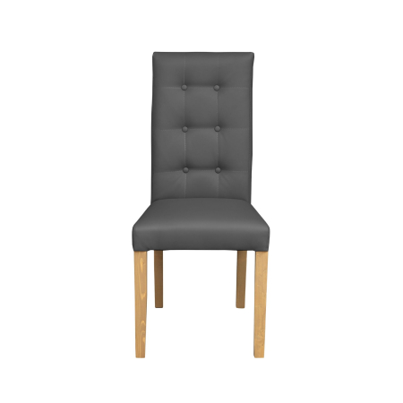 Produs în România - Set 2 scaune living TEO LUX, picioare lemn natur, piele ecologica gri, 46x60x98 cm