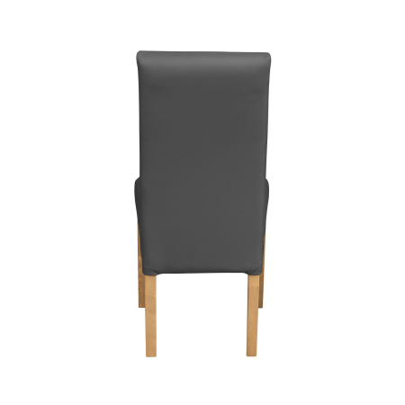 Produs în România - Set 2 scaune living TEO LUX, picioare lemn natur, piele ecologica gri, 46x60x98 cm