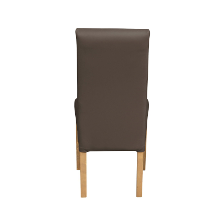 Produs în România - Set 2 scaune living TEO LUX, picioare lemn natur, piele ecologica gri elefant, 46x60x98 cm
