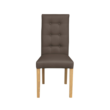 Produs în România - Set 2 scaune living TEO LUX, picioare lemn natur, piele ecologica gri elefant, 46x60x98 cm
