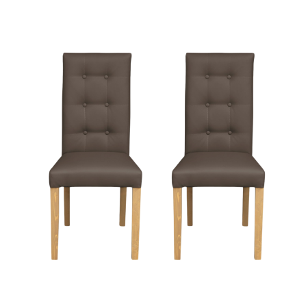 Produs în România - Set 2 scaune living TEO LUX, picioare lemn natur, piele ecologica gri elefant, 46x60x98 cm