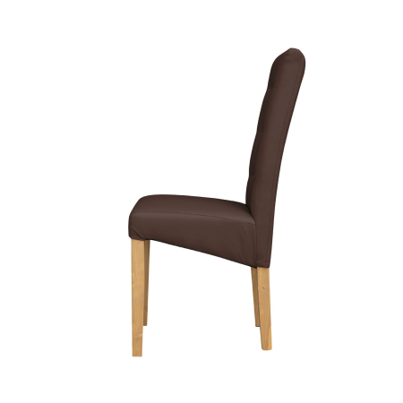 Produs în România - Set 2 scaune living TEO LUX, picioare lemn natur, piele ecologica maro deschis, 46x60x98 cm