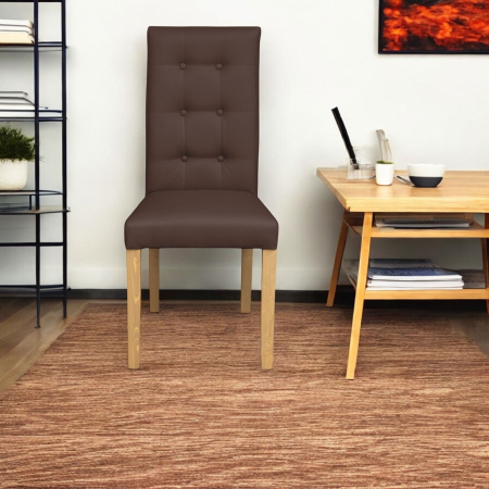 Set 2 scaune living TEO LUX, picioare lemn natur, piele ecologica maro deschis, 46x60x98 cm [4]
