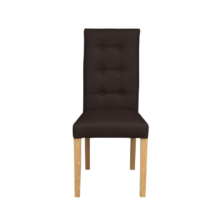 Produs în România - Set 2 scaune living TEO LUX, picioare lemn natur, piele ecologica maro inchis, 46x60x98 cm