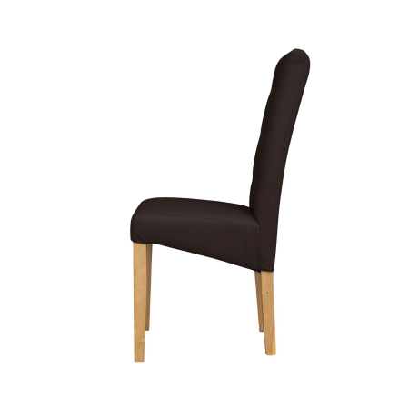 Produs în România - Set 2 scaune living TEO LUX, picioare lemn natur, piele ecologica maro inchis, 46x60x98 cm