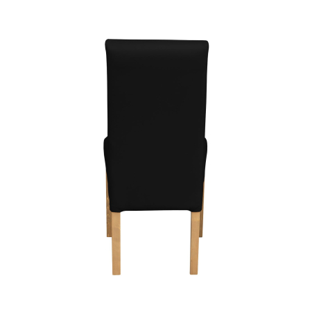 Produs în România - Set 2 scaune living TEO LUX, picioare lemn natur, piele ecologica negru, 46x60x98 cm