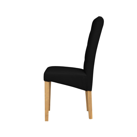 Produs în România - Set 2 scaune living TEO LUX, picioare lemn natur, piele ecologica negru, 46x60x98 cm