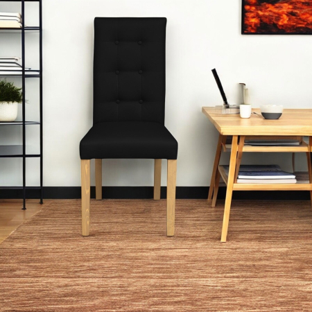 Set 2 scaune living TEO LUX, picioare lemn natur, piele ecologica negru, 46x60x98 cm [4]