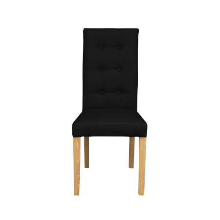 Produs în România - Set 2 scaune living TEO LUX, picioare lemn natur, piele ecologica negru, 46x60x98 cm