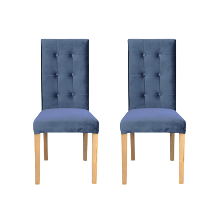 Produs în România - Set 2 scaune living TEO LUX, picioare lemn natur, stofa albastru deschis, 46x60x98 cm