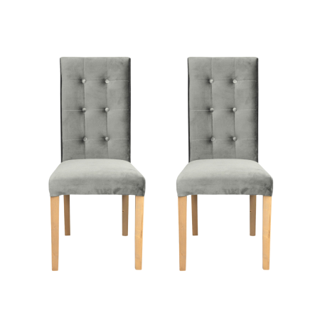 Produs în România - Set 2 scaune living TEO LUX, picioare lemn natur, stofa bej, 46x60x98 cm