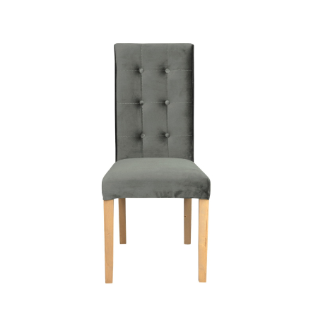 Produs în România - Set 2 scaune living TEO LUX, picioare lemn natur, stofa gri deschis, 46x60x98 cm