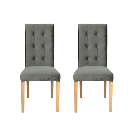 Produs în România - Set 2 scaune living TEO LUX, picioare lemn natur, stofa gri deschis, 46x60x98 cm