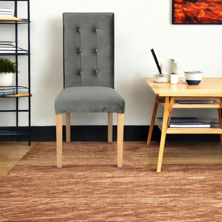 Set 2 scaune living TEO LUX, picioare lemn natur, stofa gri deschis, 46x60x98 cm [4]
