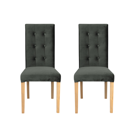 Produs în România - Set 2 scaune living TEO LUX, picioare lemn natur, stofa gri inchis, 46x60x98 cm