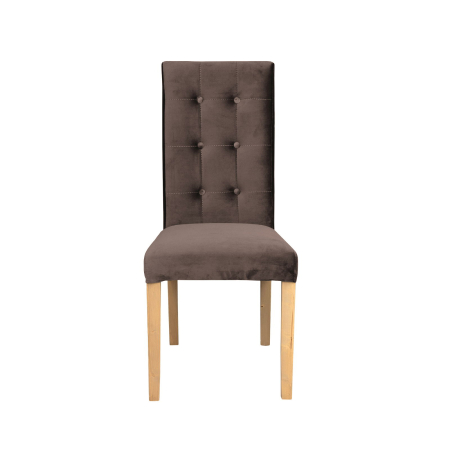 Produs în România - Set 2 scaune living TEO LUX, picioare lemn natur, stofa maro, 46x60x98 cm