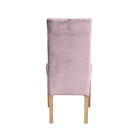 Produs în România - Set 2 scaune living TEO LUX, picioare lemn natur, stofa roz pudra, 46x60x98 cm