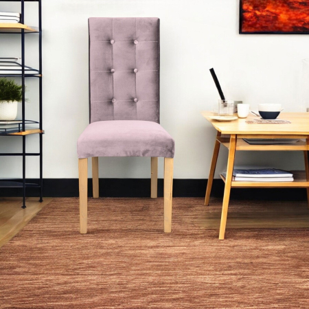 Set 2 scaune living TEO LUX, picioare lemn natur, stofa roz pudra, 46x60x98 cm [4]