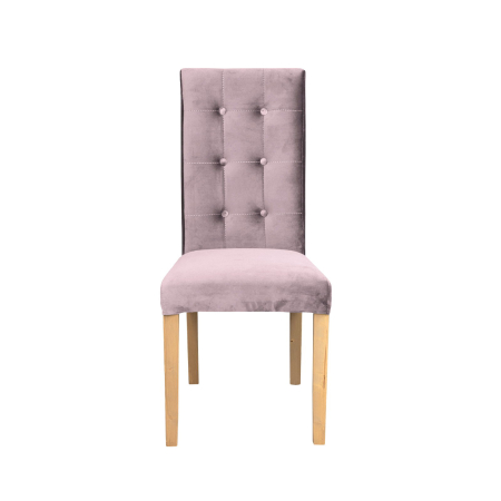 Produs în România - Set 2 scaune living TEO LUX, picioare lemn natur, stofa roz pudra, 46x60x98 cm