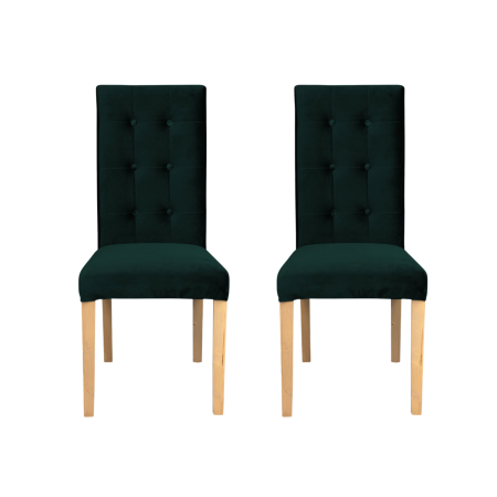 Produs în România - Set 2 scaune living TEO LUX, picioare lemn natur, stofa verde smarald, 46x60x98 cm