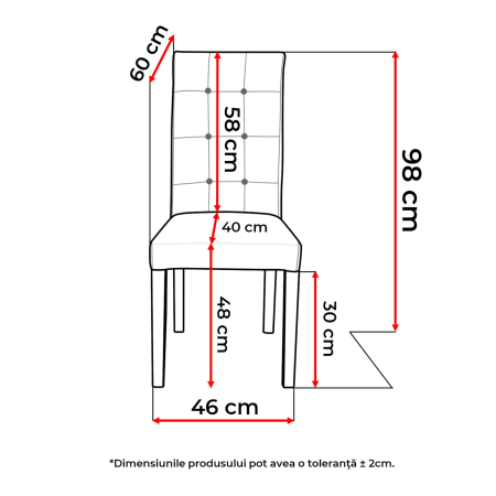 Set 2 scaune living TEO LUX, picioare lemn wenge, piele ecologica cappuccino, 46x60x98 cm [6]