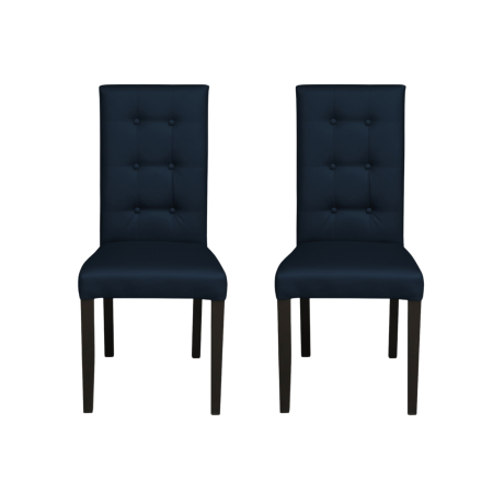 Produs în România - Set 2 scaune living TEO LUX, picioare lemn wenge, piele ecologica albastru, 46x60x98 cm
