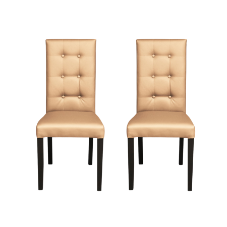 Produs în România - Set 2 scaune living TEO LUX, picioare lemn wenge, piele ecologica bej, 46x60x98 cm