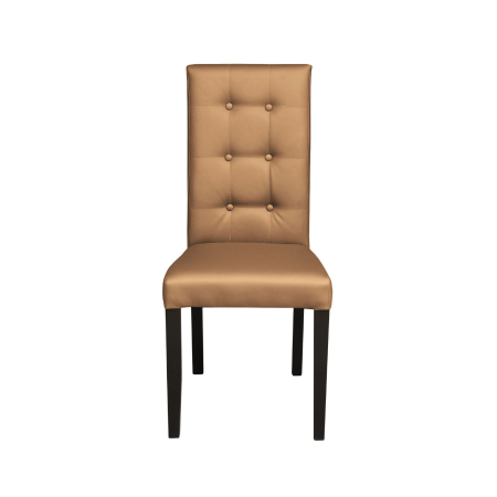 Produs în România - Set 2 scaune living TEO LUX, picioare lemn wenge, piele ecologica bej inchis, 46x60x98 cm
