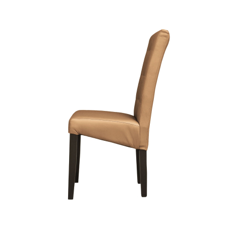 Produs în România - Set 2 scaune living TEO LUX, picioare lemn wenge, piele ecologica bej inchis, 46x60x98 cm