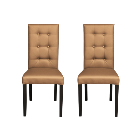 Produs în România - Set 2 scaune living TEO LUX, picioare lemn wenge, piele ecologica bej inchis, 46x60x98 cm