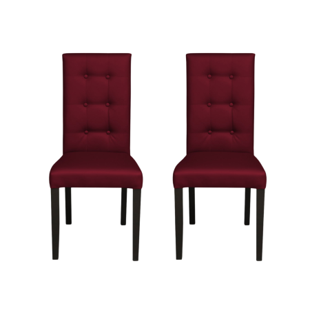 Produs în România - Set 2 scaune living TEO LUX, picioare lemn wenge, piele ecologica bordo, 46x60x98 cm