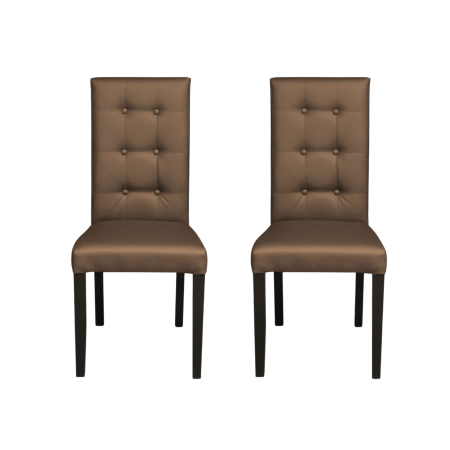 Produs în România - Set 2 scaune living TEO LUX, picioare lemn wenge, piele ecologica cappuccino, 46x60x98 cm