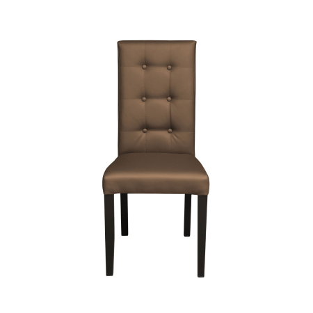 Produs în România - Set 2 scaune living TEO LUX, picioare lemn wenge, piele ecologica cappuccino, 46x60x98 cm